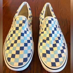 Vans Classic Blue & White Checkered Slip-On Sneakers Women Sz 11 men Sz 9.5